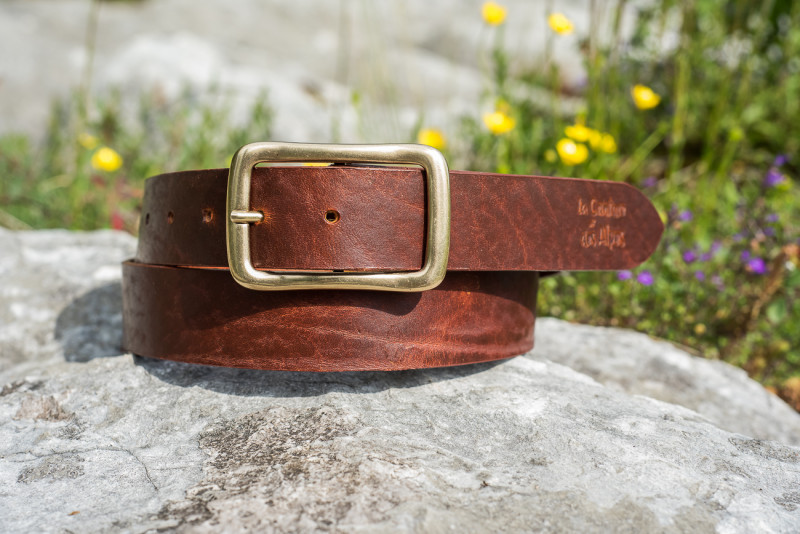 Ceinture en cuir et boucle dorée