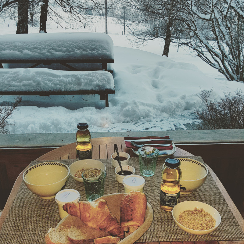 vue en hiver du salon - © La maison d'hôte Agathe et Sophie vue en hiver du salon
