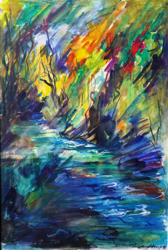 Gorges de la Bourne, aquarelle Bob ten Hoope, avril 2000 - © Bertrand Desmares Gorges de la Bourne, aquarelle Bob ten Hoope, avril 2000