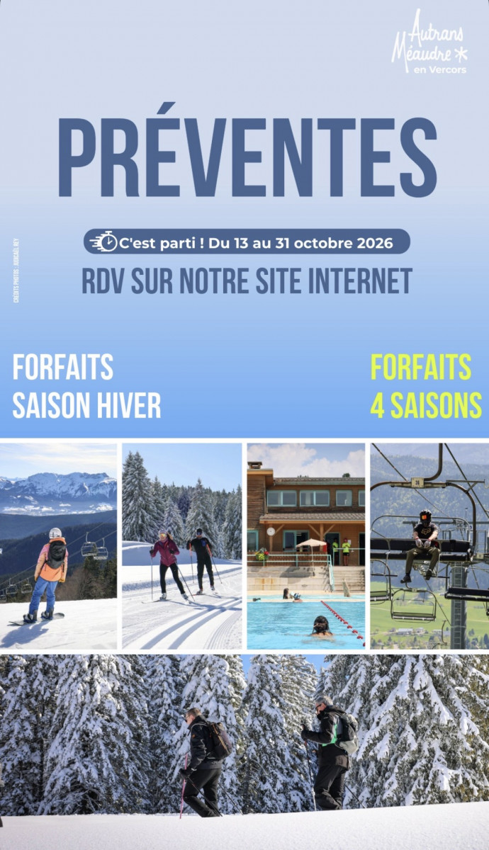 Preventes 2026 forfaits ski Autrans Meaudre en Vercors
