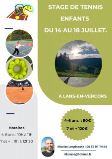 Stage de tennis du 22 au 26 juillet 2024_Lans-en-Vercors