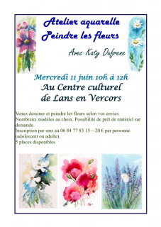 Affiche de l'atelier peinture avec Katy Dufrène_Lans-en-Vercors