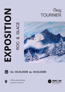 Affiche de l'exposition de Guy Tournier - Roc & Glace_Lans-en-Vercors