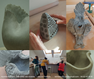 Pièces de stagiaires des cours Atelier Terre en Vercors