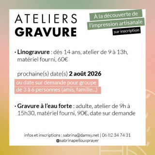 Atelier gravure et linogravure avec Sabrina Pelloux-Prayer - le 2 aout 2026_Lans-en-Vercors