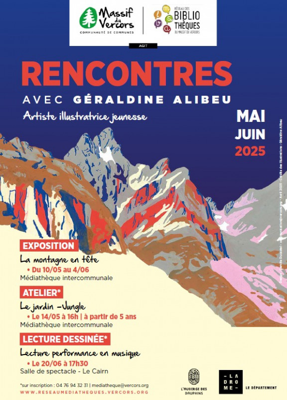 Affiche des rencontres avec Géraldine Alibeu - Atelier_Lans-en-Vercors