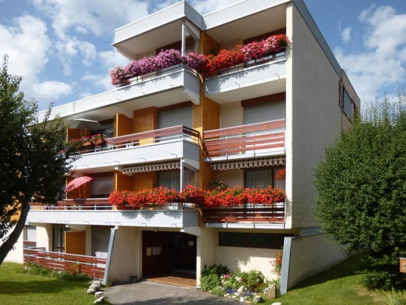 Vue entrée immeuble en été