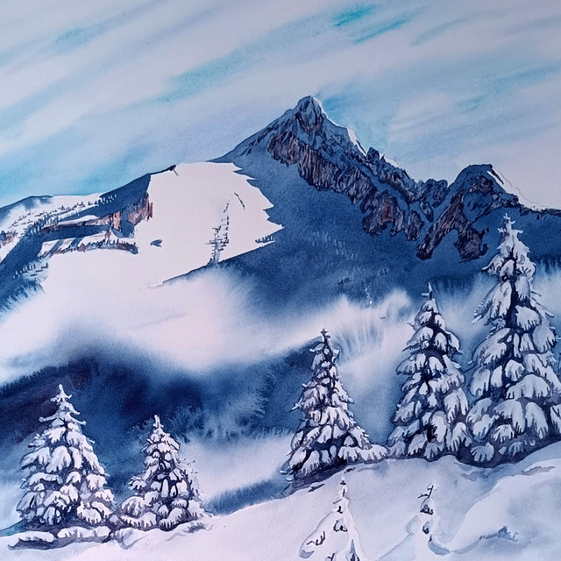 Aquarelle Le Cornafion - Exposition de Guy Tournier - Roc & Glace_Lans-en-Vercors