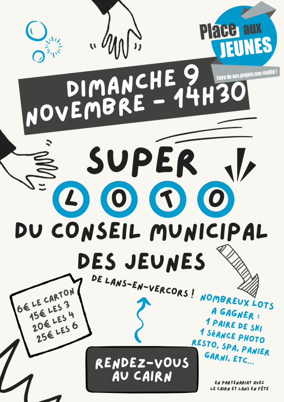 Affiche du super Loto du Conseil Municipal des Jeunes de Lans-en-Vercors_Lans-en-Vercors