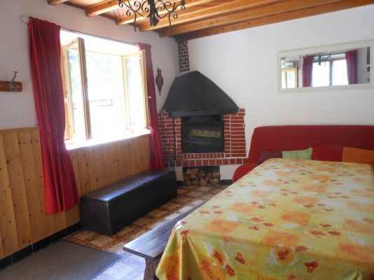 Salon et salle à manger avec cheminée