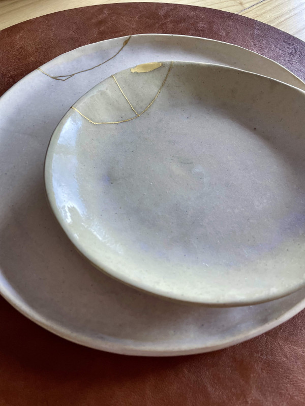 Assiette kintsugi Or