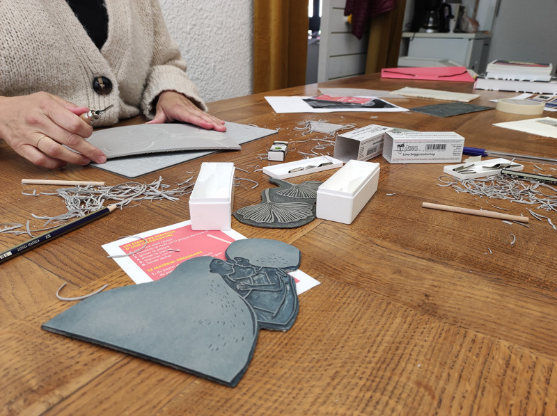 Atelier gravure avec Sabrina Pelloux-Prayer_Lans-en-Vercors