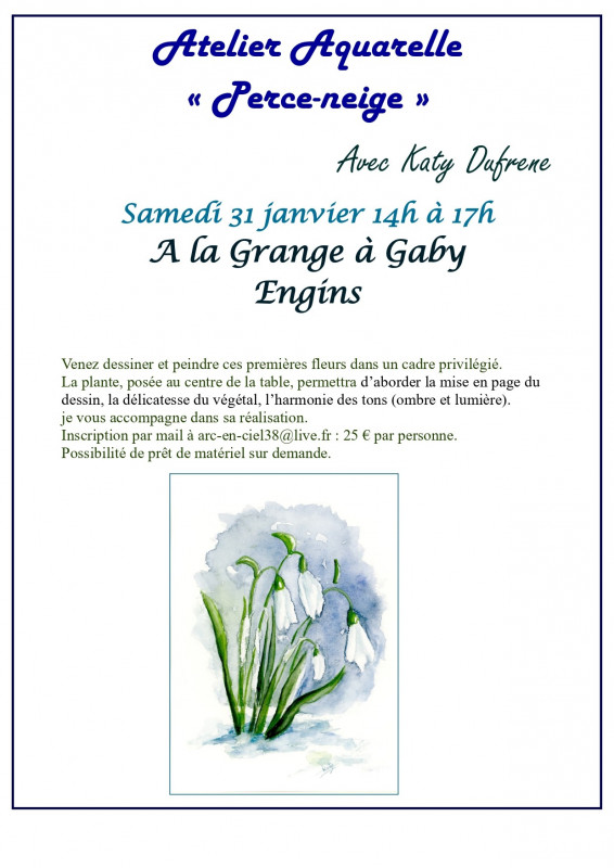 Affiche de l'Atelier aquarelle - avec Katy Dufrene_Engins
