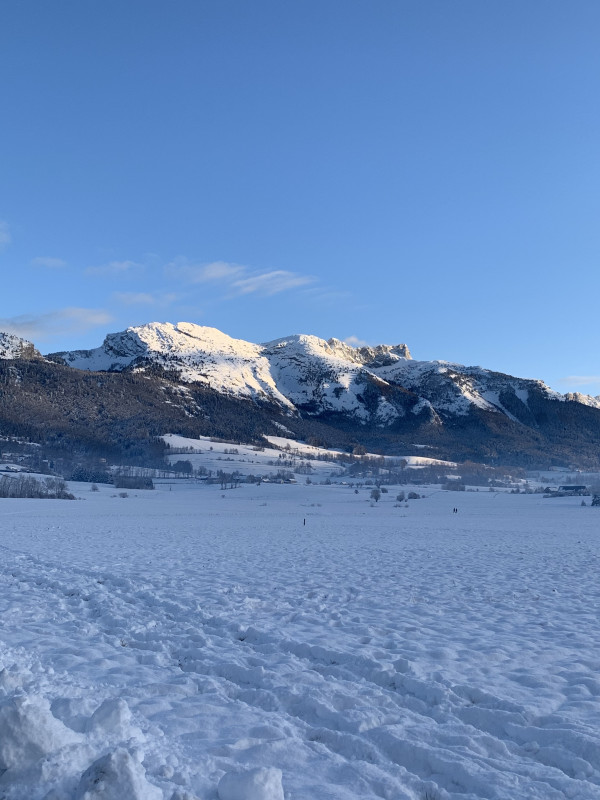 Vue panoramique sur les montagnes enneigées