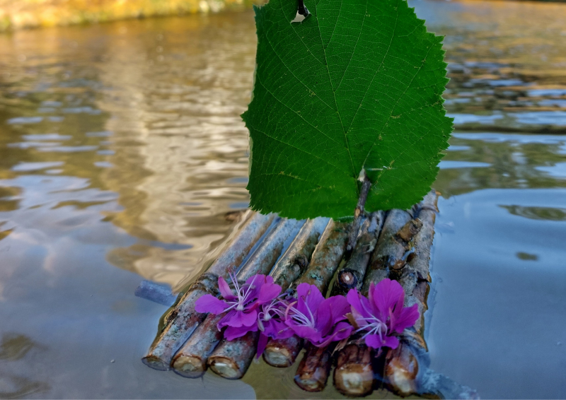 Atelier nature : fabrication d'un radeau en brindilles_Autrans-Méaudre en Vercors