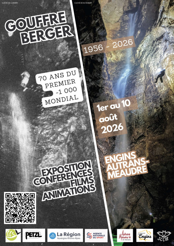 Affiche évènement Gouffre Berger - Découverte du premier moins 1000m mondial_Autrans-Méaudre en Vercors - © FFS Affiche évènement Gouffre Berger - Découverte du premier moins 1000m mondial_Autrans-Méaudre en Vercors